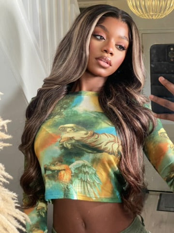 Ash blonde highlight on dark brown base wig unit - ASHANTI