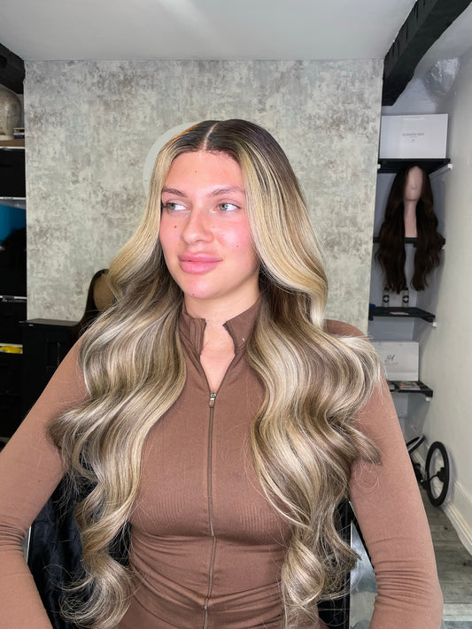 Ash dark blonde / light blonde highlighted wig - KRISTA