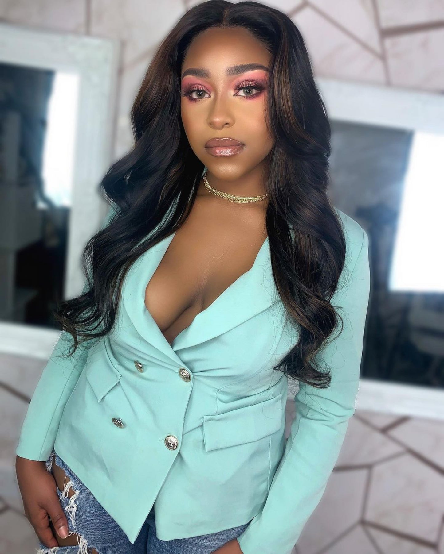 Dark brown, warm brown highlights wig - GALAXY