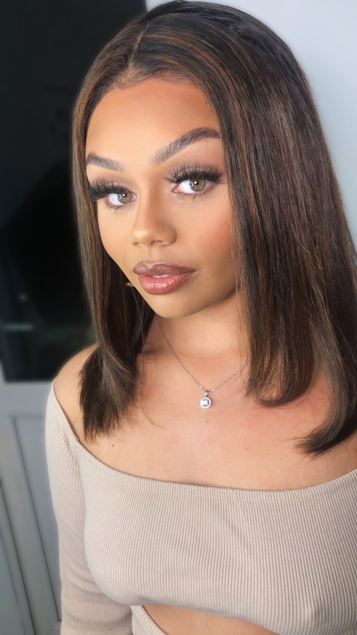 Dark brown, warm brown highlights, layered wig - KELLS