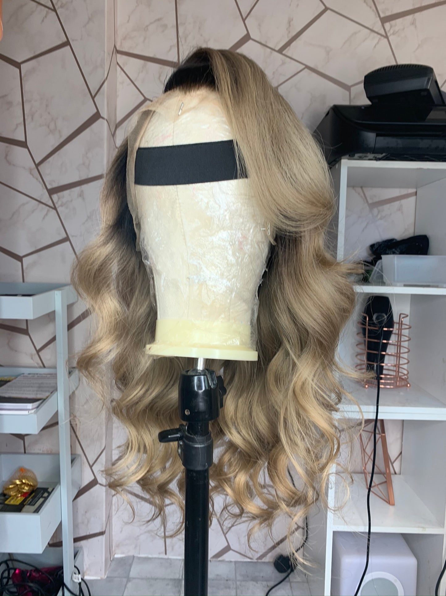 Warm Blonde, Dark Roots Wig - BADDIE