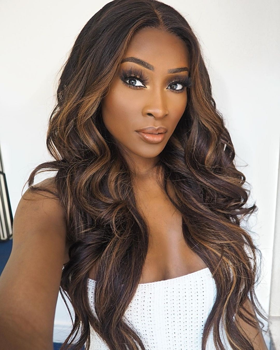Dark brown, honey brown highlights wig - BROWN HONEY