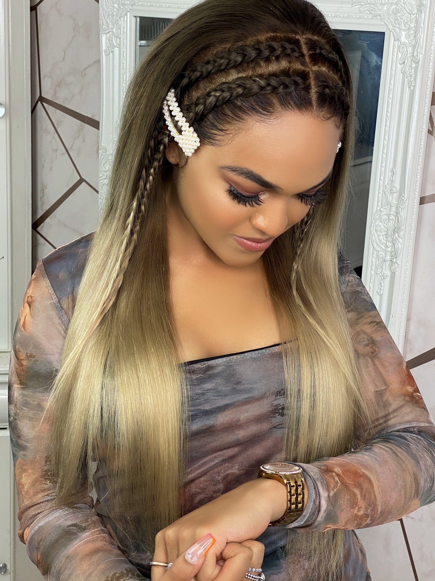 Gold nude blonde balayage wig - GOLDEN BEIGE