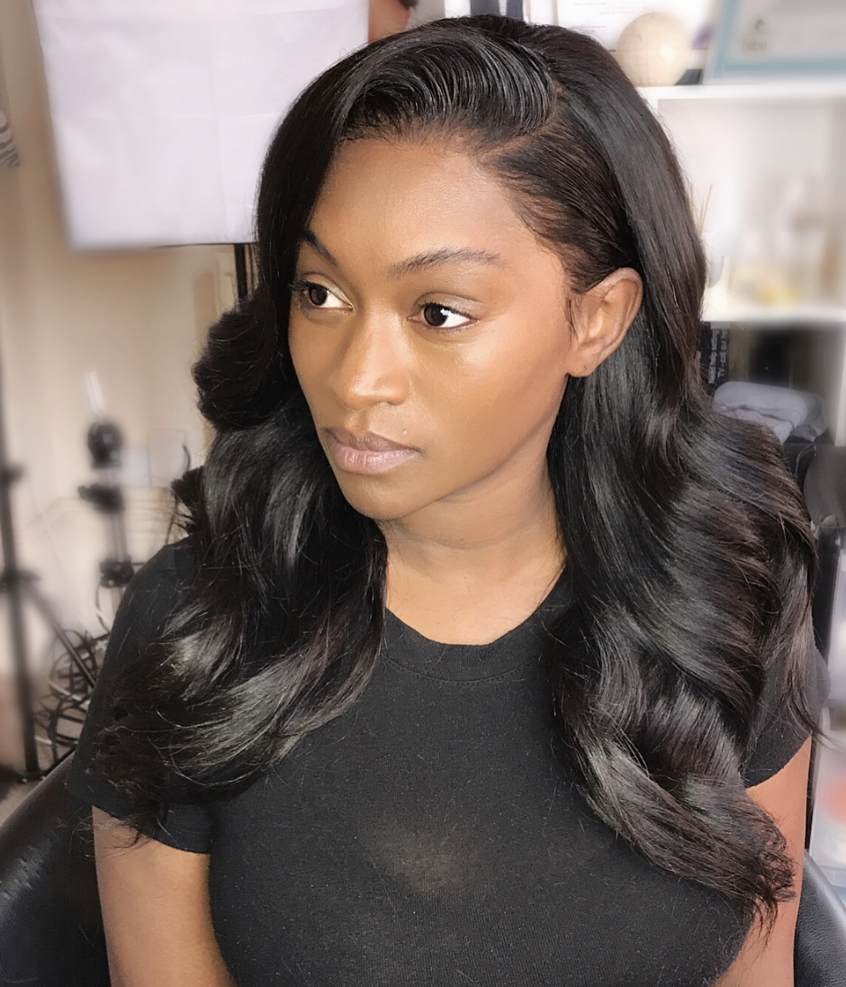 Natural black mid length wig - ELYSSA