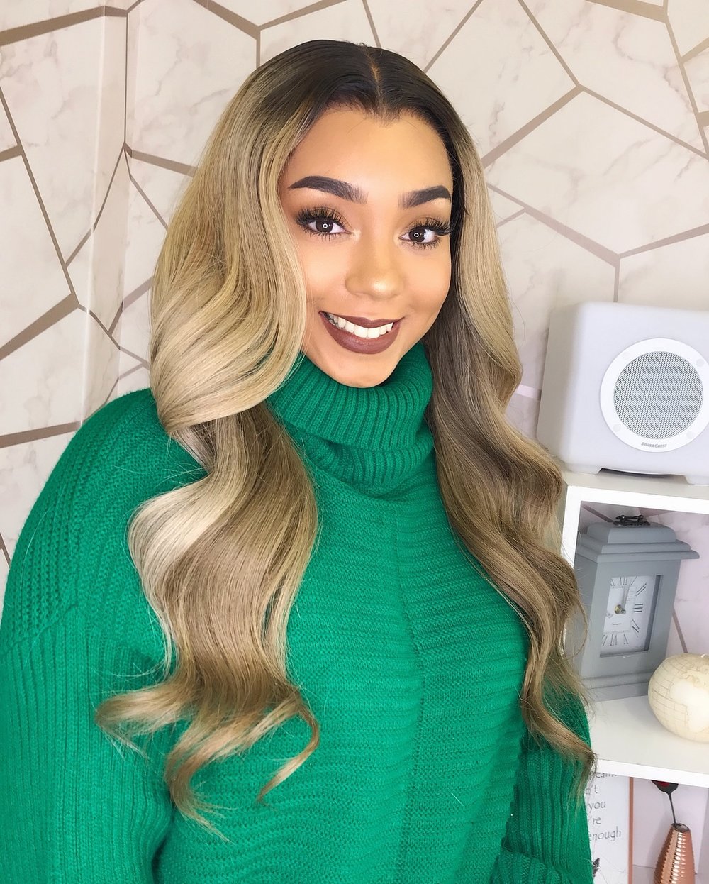 Multi blonde toned, cool light & dark blonde, dark roots wig - SHANNON