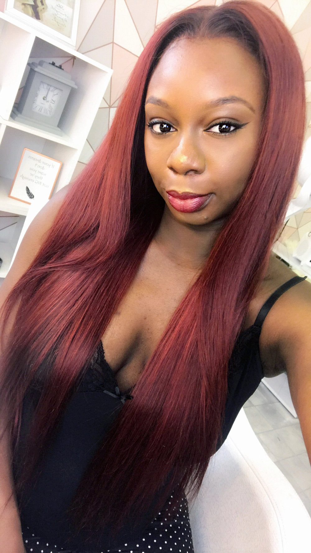 Burgundy long wig - HOT MUM
