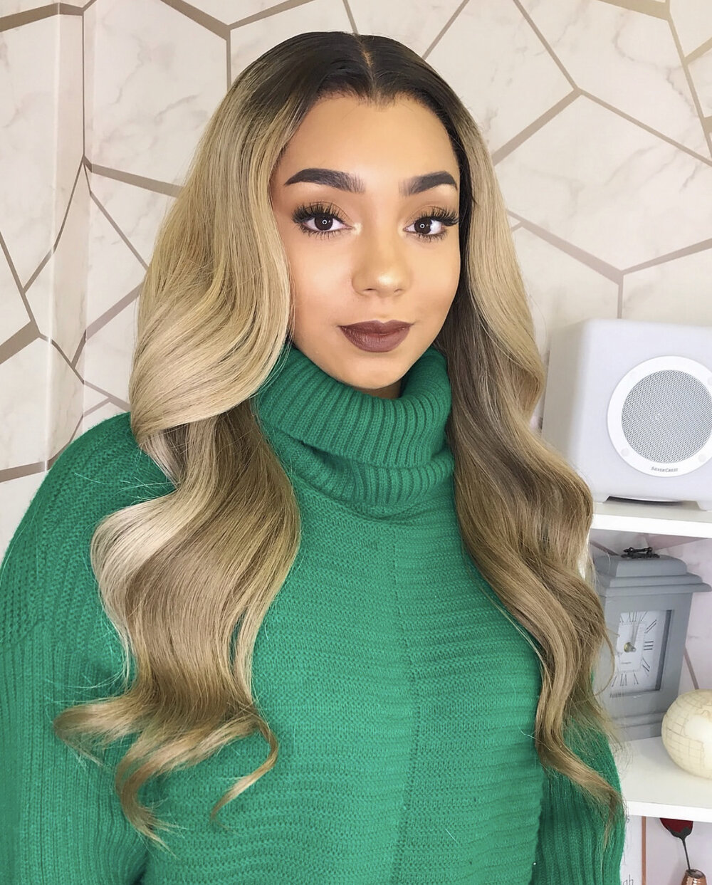 Multi blonde toned, cool light & dark blonde, dark roots wig - SHANNON