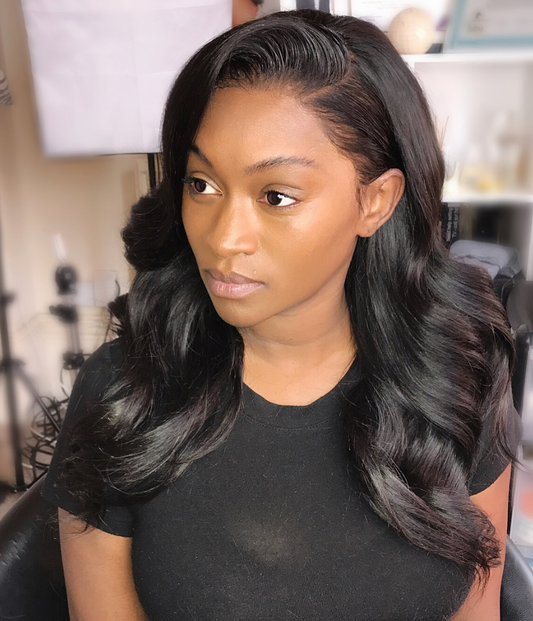 Natural black mid length wig - ELYSSA