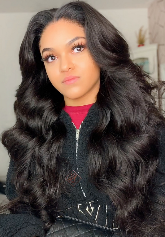Natural black long layered wig - INDIA